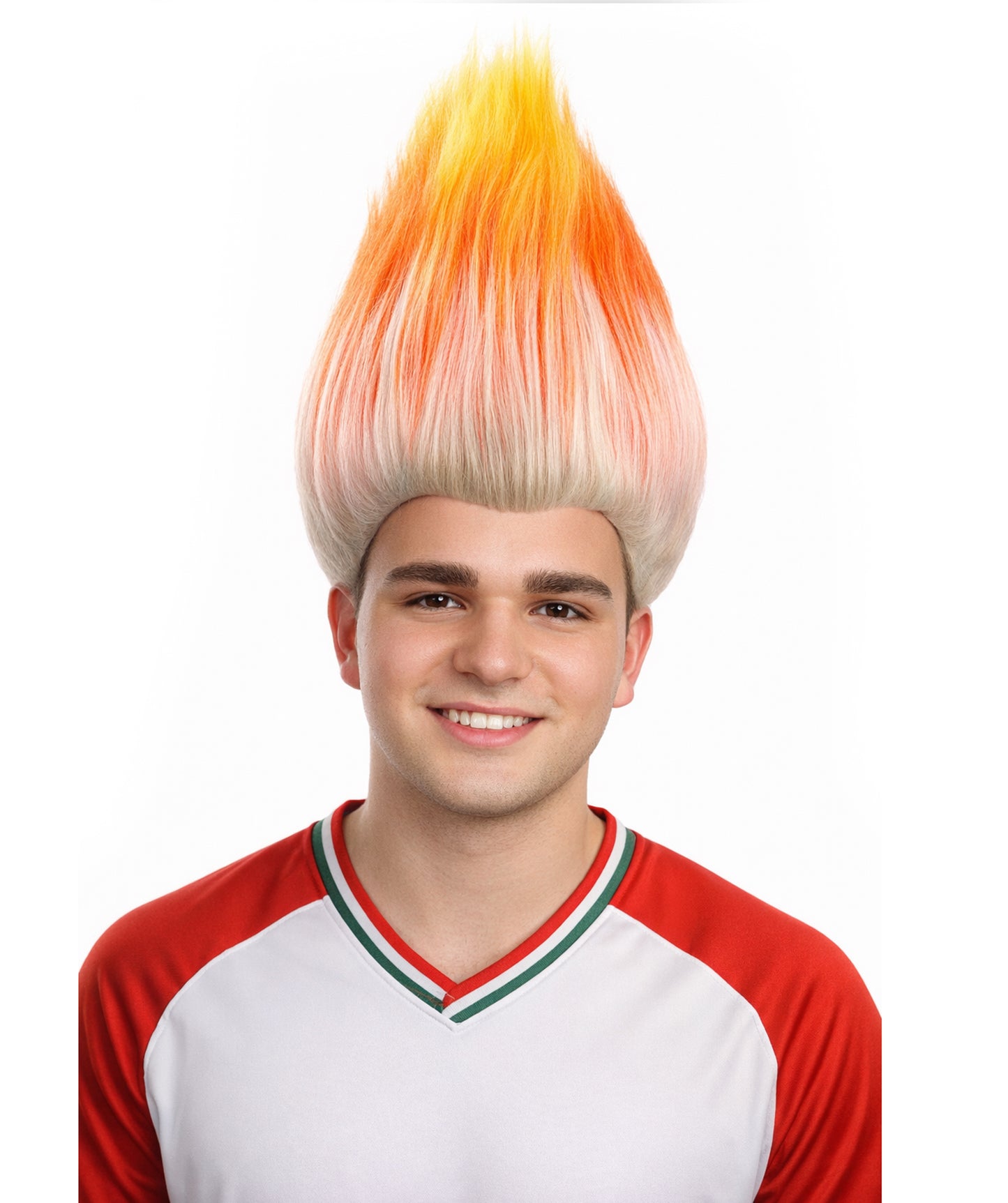 Unisex Adult & Kids Wig | Trolls Orange & White Wig | Premium Breathable Capless Cap