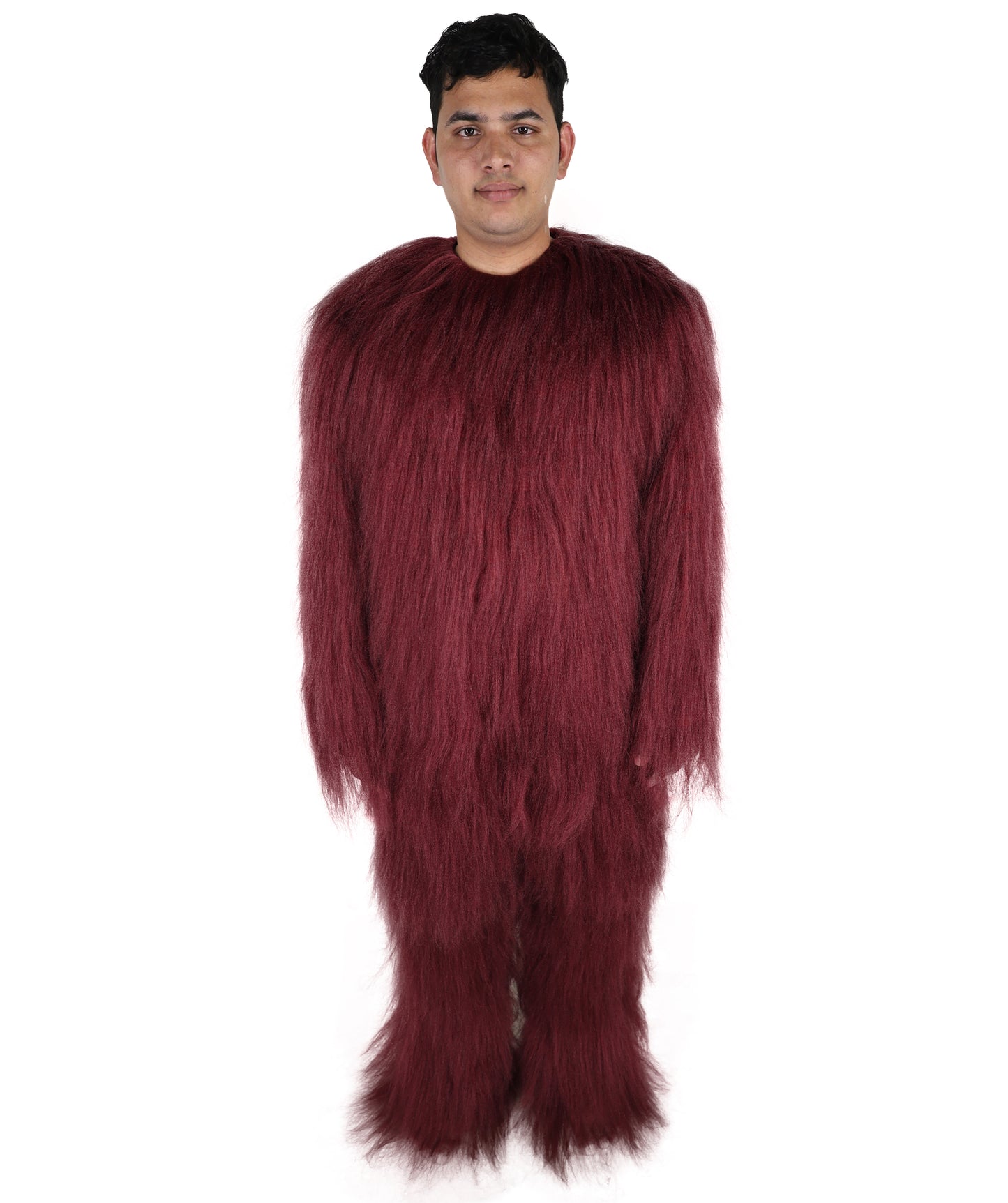 HPO Unisex Extreme Hairy Person Costume, Mask and Bundle - Full-Body Hair Suit Extra-Long Ash Brown Costume Wig for Halloween, Cosplay & Parties