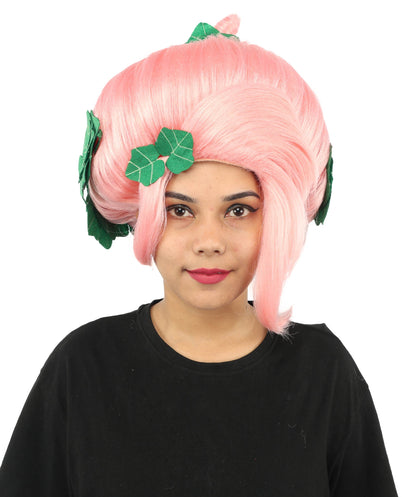 HPO Adult Women's Sculpted Pumpkin Show Wig | Multiple Color Options | Create of synthetic fiber, massive spherical updo with green leaf accents, breathable base | Halloween, theater, drag, performance, party, costume events