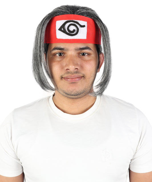 HPO Adult Men’s Black & White Wig | Long Synthetic Hairpiece with Adjustable Fit | Ideal for Cosplay, Stage, Parties & Themed Events