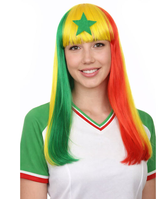 Senegal Flag Sport Party Long Bob Wig | Premium Breathable Capless Cap