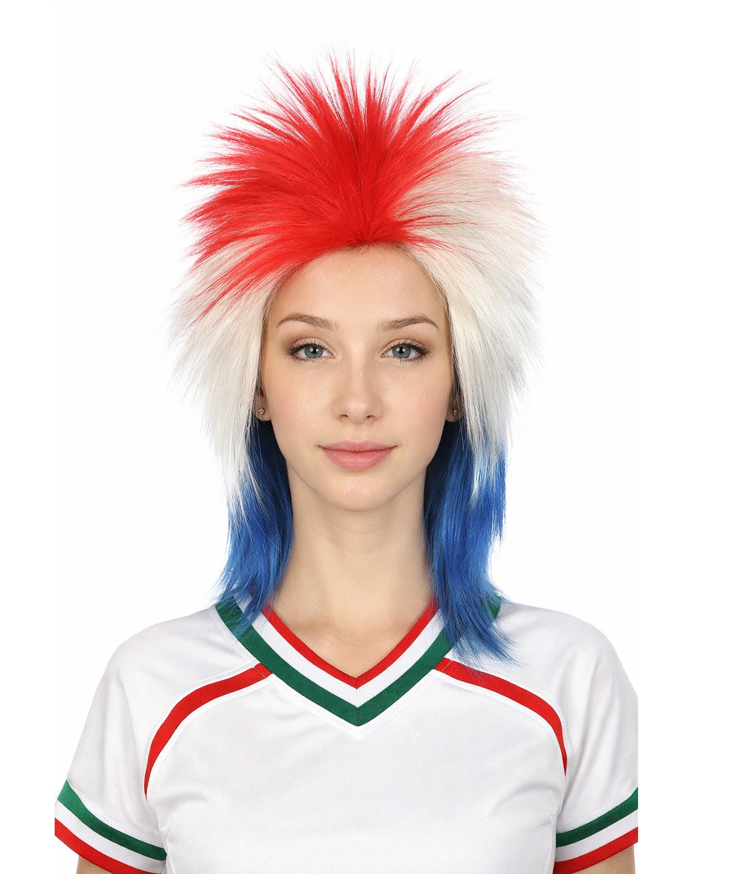 Costa Rica Flag Sports,80's Mullet Wig | Premium Breathable Capless Cap