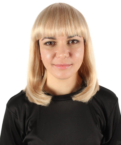 HPO Women's Shoulder Length Bob Wig Collection | Straight Halloween Wig Multiple Color Option | Premium Breathable Capless Cap