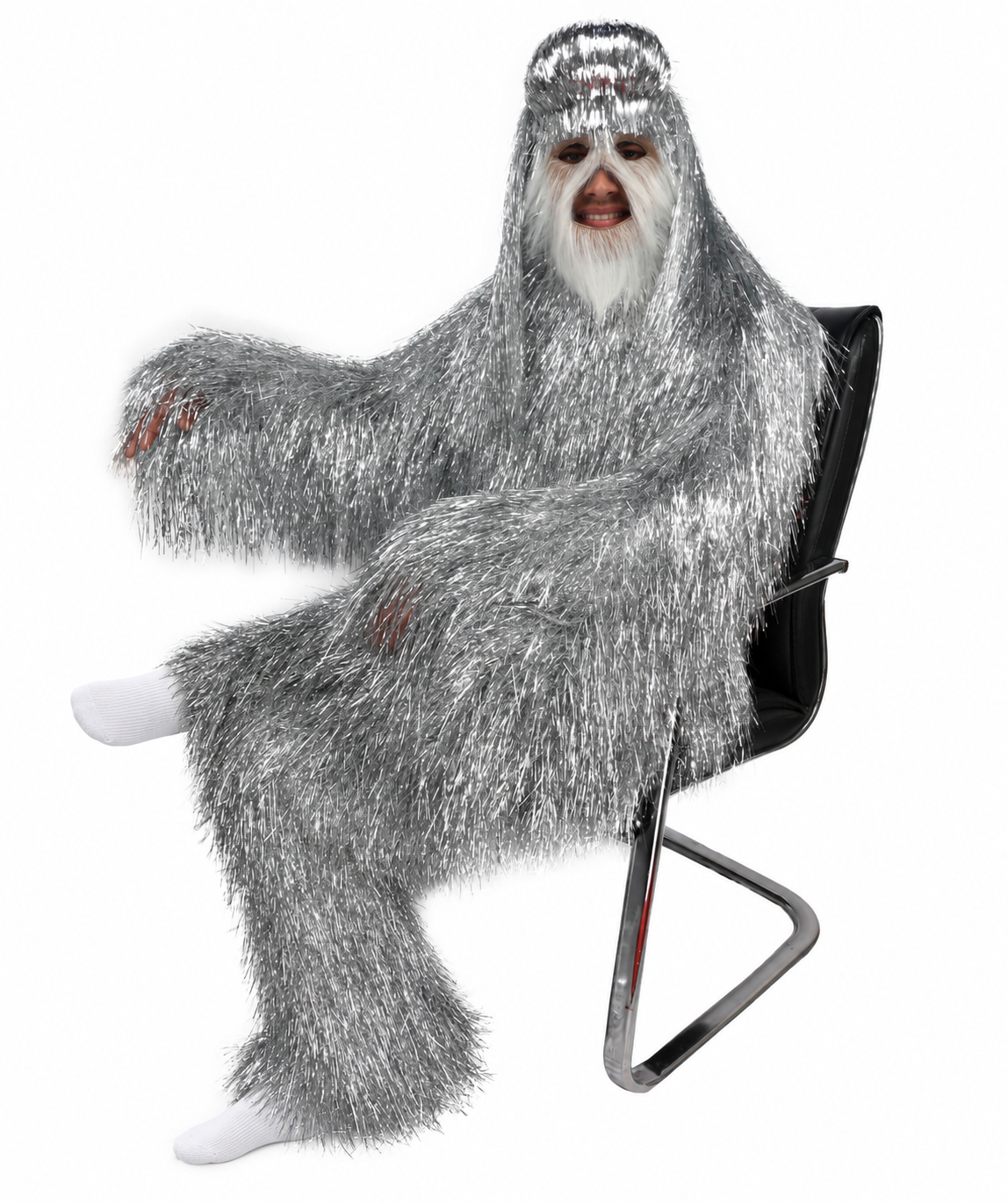 HPO UnisexTinsel Hairy Costume, Bundle & Mask Set | Full-Body Suit & Matching Mask | Long Hair Funny Costume for Halloween, Performers, Cosplay & Mascots | Multicolor Options