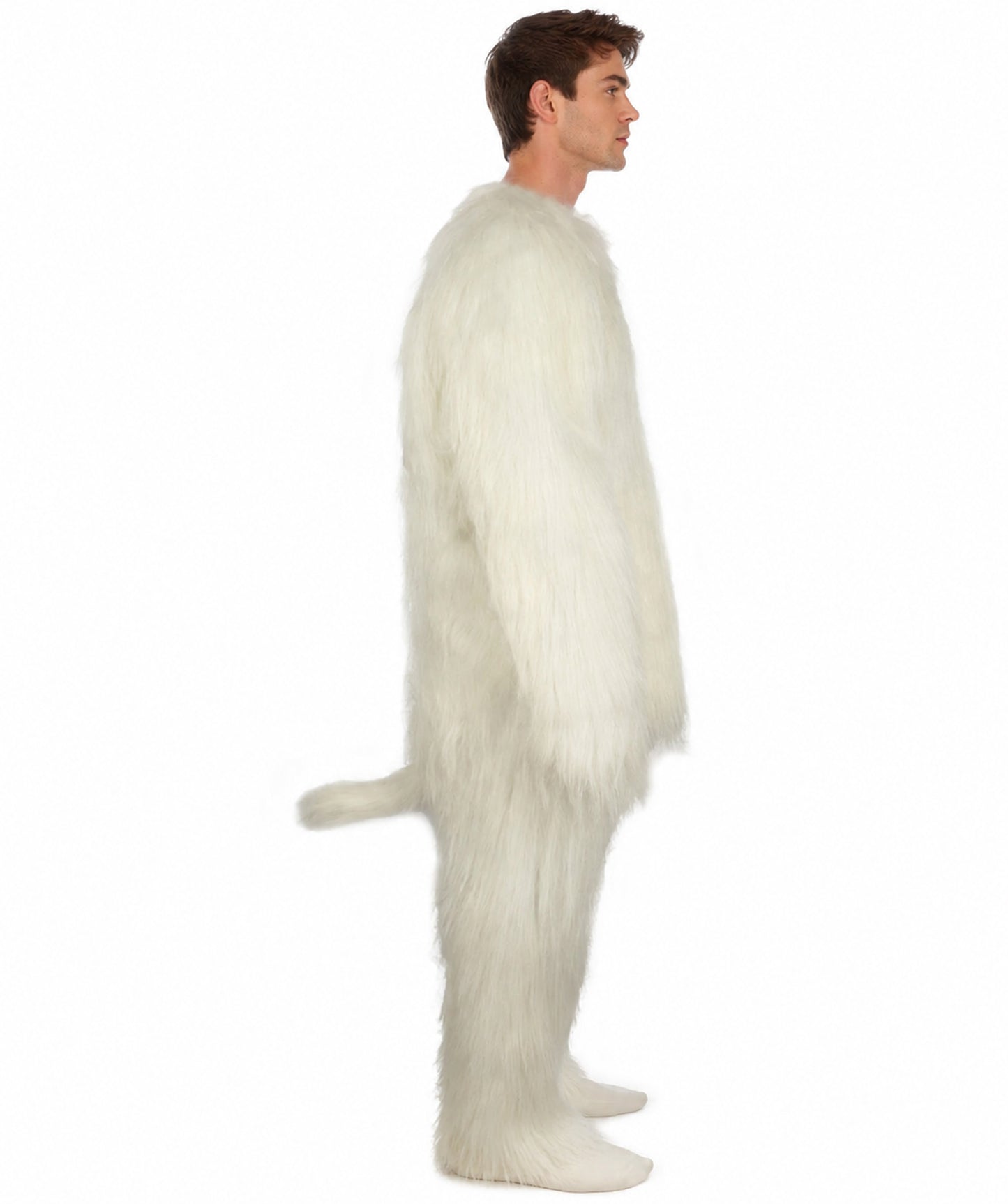 Furry Cat Collection | Men's White Furry Cat Costume with Tail | Fancy Halloween Costume