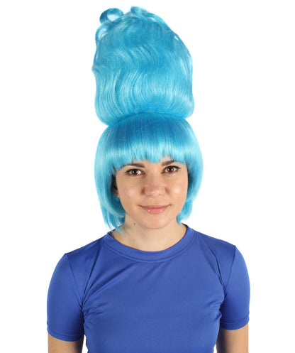 HPO Women's Animated Film Mythological Antagonist Blue Flaming Wig | Flame-retardant Synthetic Fiber