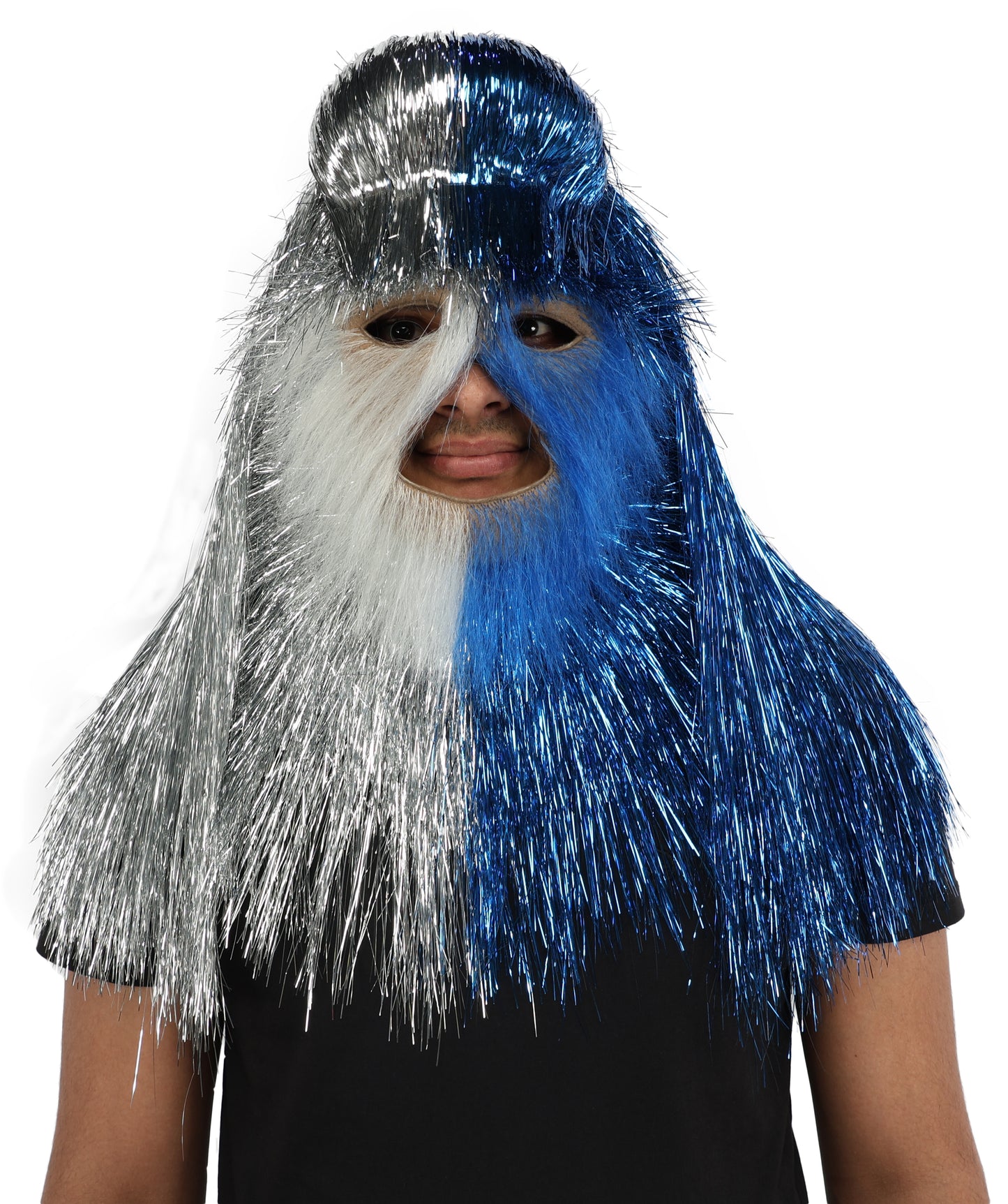 HPO Unisex Tinsel Hairy Two-Part Costume, Bundle & Mask Set | Full-Body Suit & Matching Mask | Long Hair Funny Costume for Halloween, Performers, Cosplay & Mascots