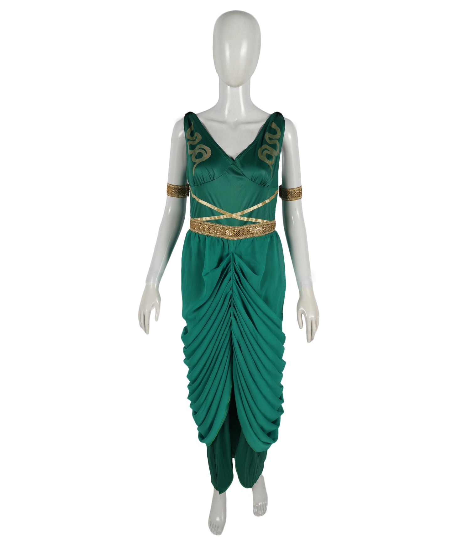 HPO Adult Women’s Medusa Costume | Snake Headpiece, Flowing Gown & Metallic Accents | Mythical Greek Goddess Outfit for Halloween Themed Parties