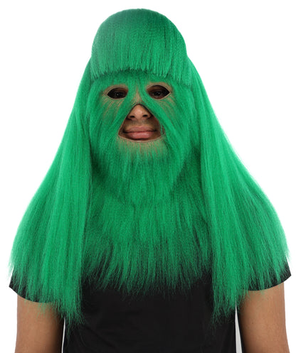 HPO Unisex Extreme Hairy Person Costume, Mask and Bundle - Full-Body Hair Suit Extra-Long Ash Brown Costume Wig for Halloween, Cosplay & Parties