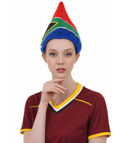 South Africa Flag Troll Wig | National Pride Multicolor Sport Wigs | Premium Breathable Capless Cap