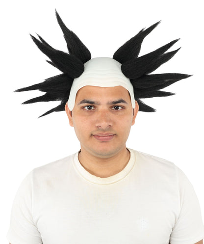 HPO Adult Men's Spiky Bald Illusion Wig | Multiple Color Options  |  Two-tone vibrant hue, create of synthetic fiber, stiff spiked volume, integrated forehead piece | Party, Halloween, theater, drag, performance, costume events
