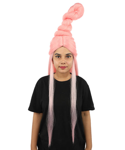 HPO Adult Women's Sculpted Loop Topknot Wig | Multiple Color Options | Create of synthetic fiber, gravity-defying twisted vertical bun with long face-framing strands, breathable base | Party, Halloween, theater, drag, performance, costume events