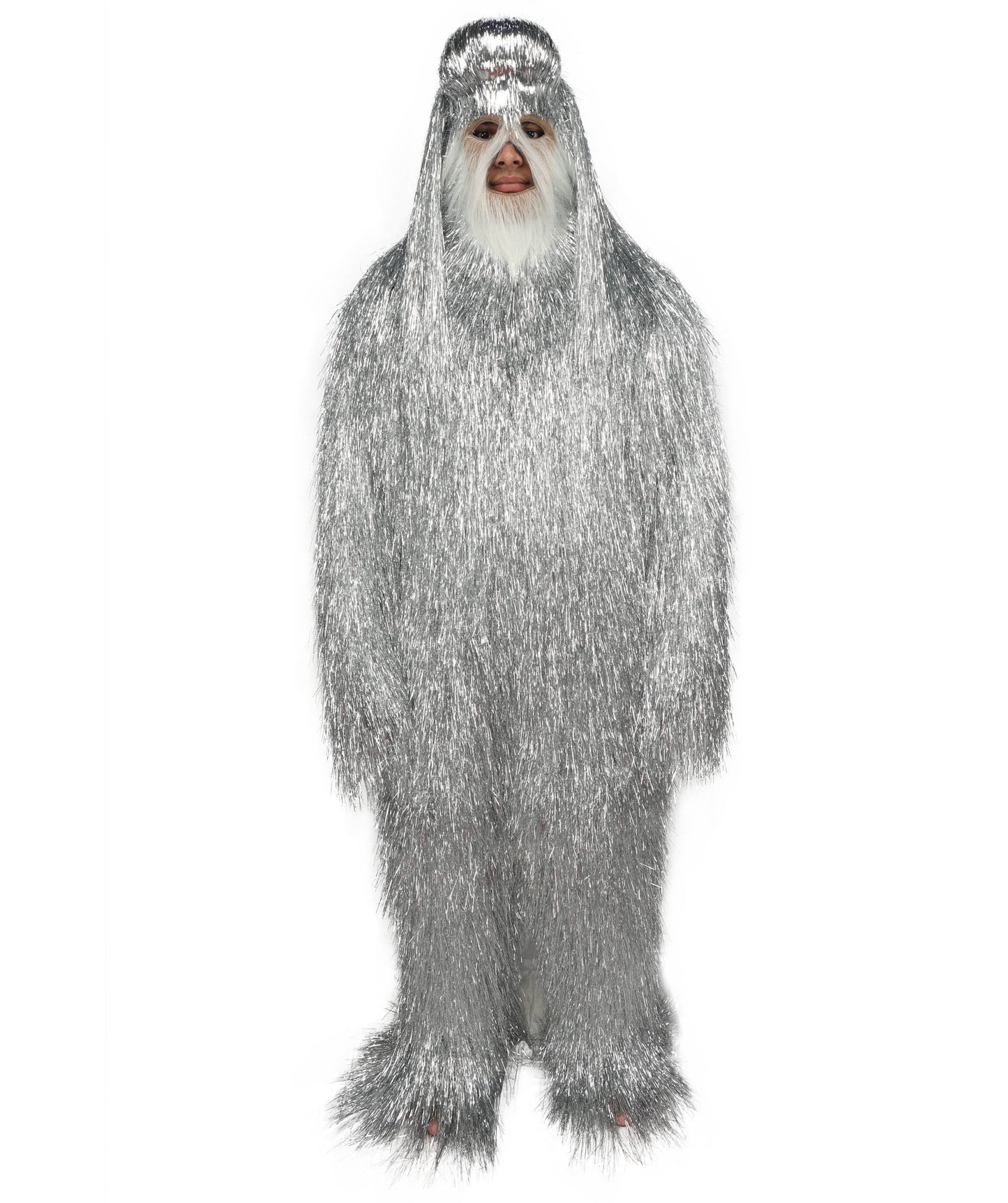 HPO Unisex Teen Extreme Tinsel Hairy Person Costume Bundle & Mask Set - Full-Body Tinsel Hair Suit Extra-Long Costume Wig for Halloween, Cosplay & Parties - Multiple Color Options