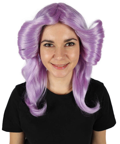 HPO Women's 70's Flick Multiple Color Retro Wig, Flame-retardant Synthetic Fiber