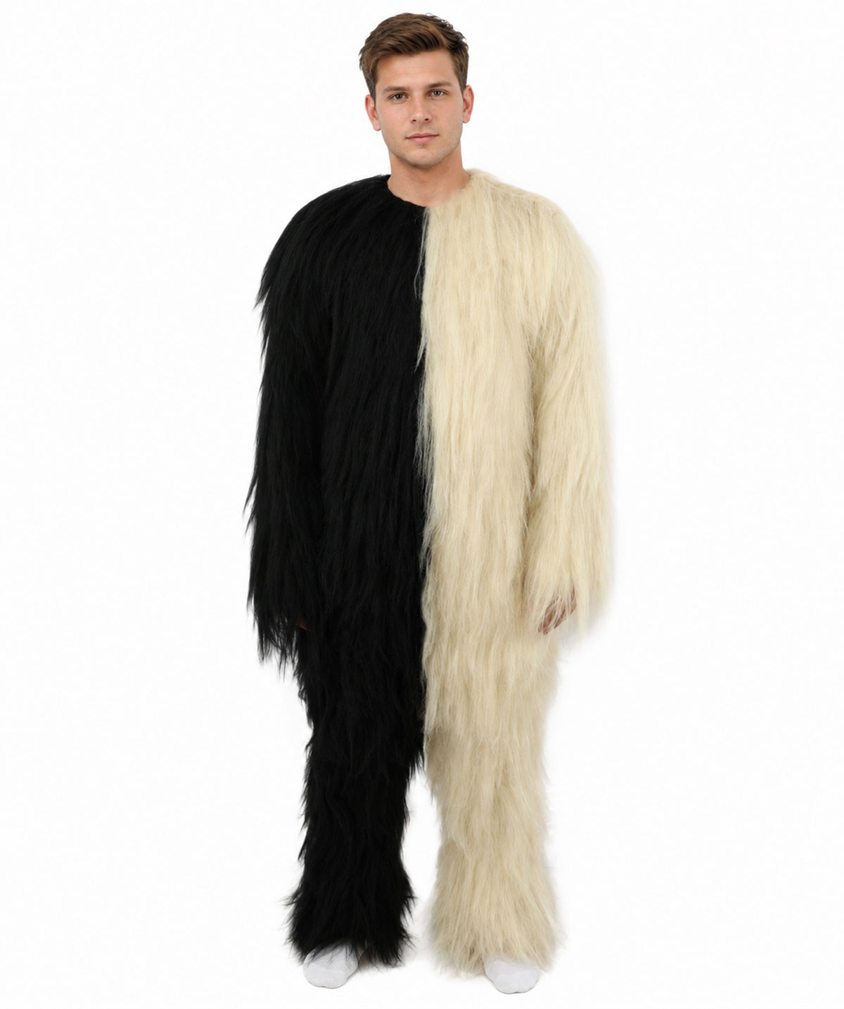 HPO  Extreme Hairy Person Two Part Costume, Mask and Bundle Set - Full-Body Hair Suit Extra-Long Costume Wig for Halloween, Cosplay & Parties - Multiple Color Options