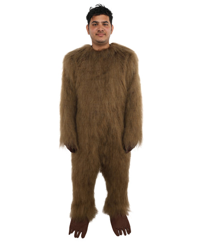 HPO Unisex Brown Bear Mascot Costume Bundle with Plush Head Mask Set | Animal Character Suit with Head Cover | Designed for Fancy Dress Wear