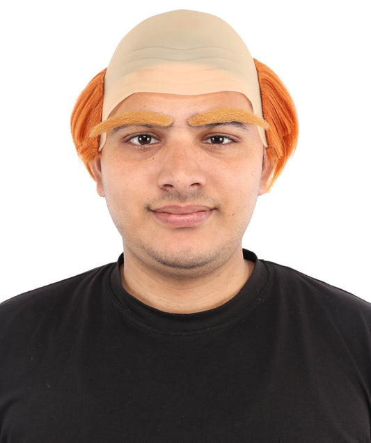 HPO Men's Short Pumpkin Pageboy Retro Wig | Layered Synthetic Hair with Center Part & Sideburns | Classic Fancy Dress Party Cosplay Wig
