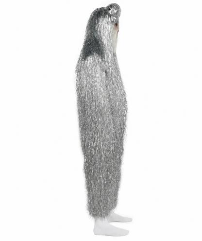 HPO UnisexTinsel Hairy Costume, Bundle & Mask Set | Full-Body Suit & Matching Mask | Long Hair Funny Costume for Halloween, Performers, Cosplay & Mascots | Multicolor Options