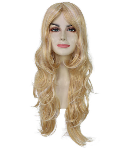 HPO Women Wavy Hot Honey Blonde Wig – Perfect for 70s Disco, Retro Costumes, Halloween and Cosplay, Themed Events, Breathable and comfortable cap design