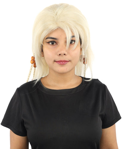 HPO Adult Women's Long Tribal Braided Wig | Multiple Color Options | Dark Shaggy Bob with Beaded Strands, Synthetic Fiber & Breathable Cap | Halloween, Sci-Fi Roleplay, Fantasy Costume