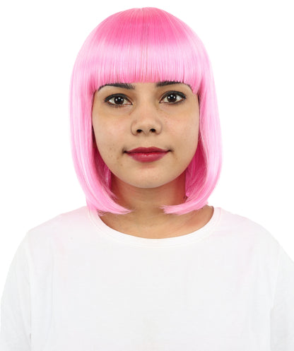 Adult Women’s Medium Bob Wig with Bangs – Layered Hairstyle with Soft Synthetic Fibers & Smooth Texture With Standard Cap | Stylish Hairpiece for Cosplay, Parties & Photo Shoots | Multicolor Options