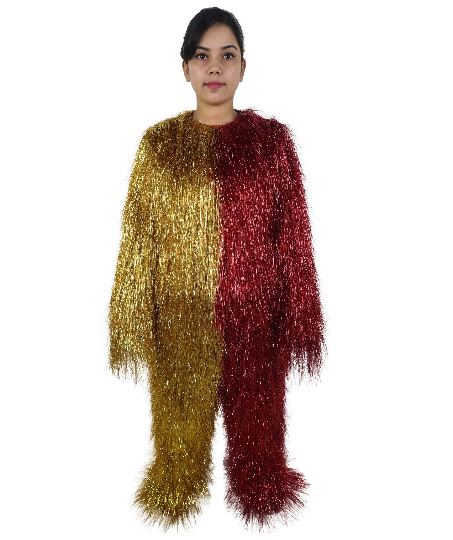 HPO Teen Extreme Hairy Two Part Costume Bundle & Mask Set - Full-Body Hair Suit Extra-Long Costume Wig for Halloween, Cosplay & Parties - Multiple Color Options