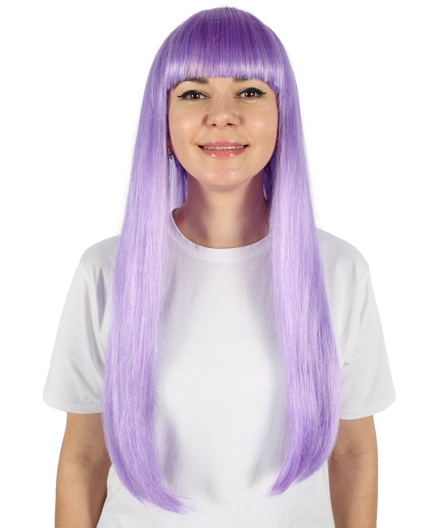 HPO Women's Vibrant Lavender Roleplay Purple Wig | Flame-resistant Synthetic Fiber with Capless Cap | Ideal for party, Halloween, cosplay, theater, drag, performance, costume events