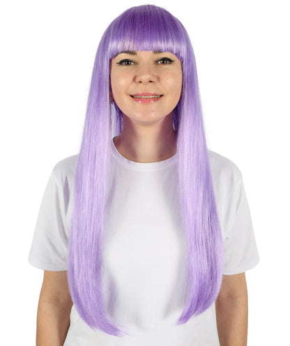 HPO Women's Vibrant Lavender Roleplay Purple Wig | Flame-resistant Synthetic Fiber with Capless Cap | Ideal for party, Halloween, cosplay, theater, drag, performance, costume events
