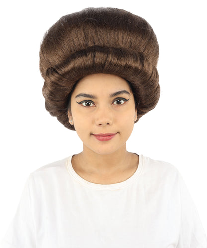 HPO Women's Voluminous Golden Blonde Grandma Wig | Medium Puffy Afro Style with Silver Texture, Synthetic Fiber & Adjustable Fit | Halloween, 100th Day of School, Theater & Funny Costume