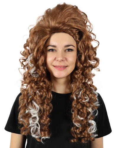HPO Women’s Extra Long Curly Mocha Sizzle Ombre Brown & Blonde Wig | High-Volume Hair for Cosplay, Glam Looks & Daily Wear| Synthetic Fashion Wig