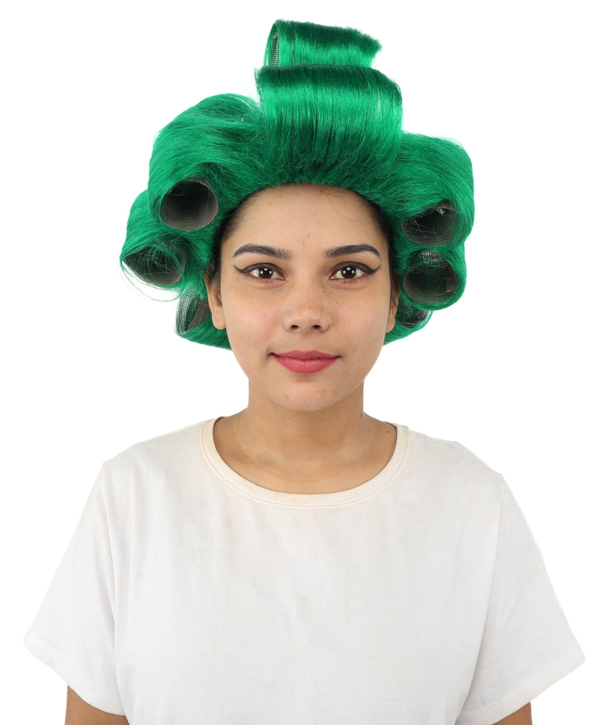 HPO Adult Women's Retro Roller Set Pink Wig | Multiple Color Options, create of synthetic fiber, large cylindrical curler texture, capless cap | Party, Halloween, theater, drag, performance, costume events