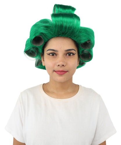 HPO Adult Women's Retro Roller Set Pink Wig | Multiple Color Options, create of synthetic fiber, large cylindrical curler texture, capless cap | Party, Halloween, theater, drag, performance, costume events