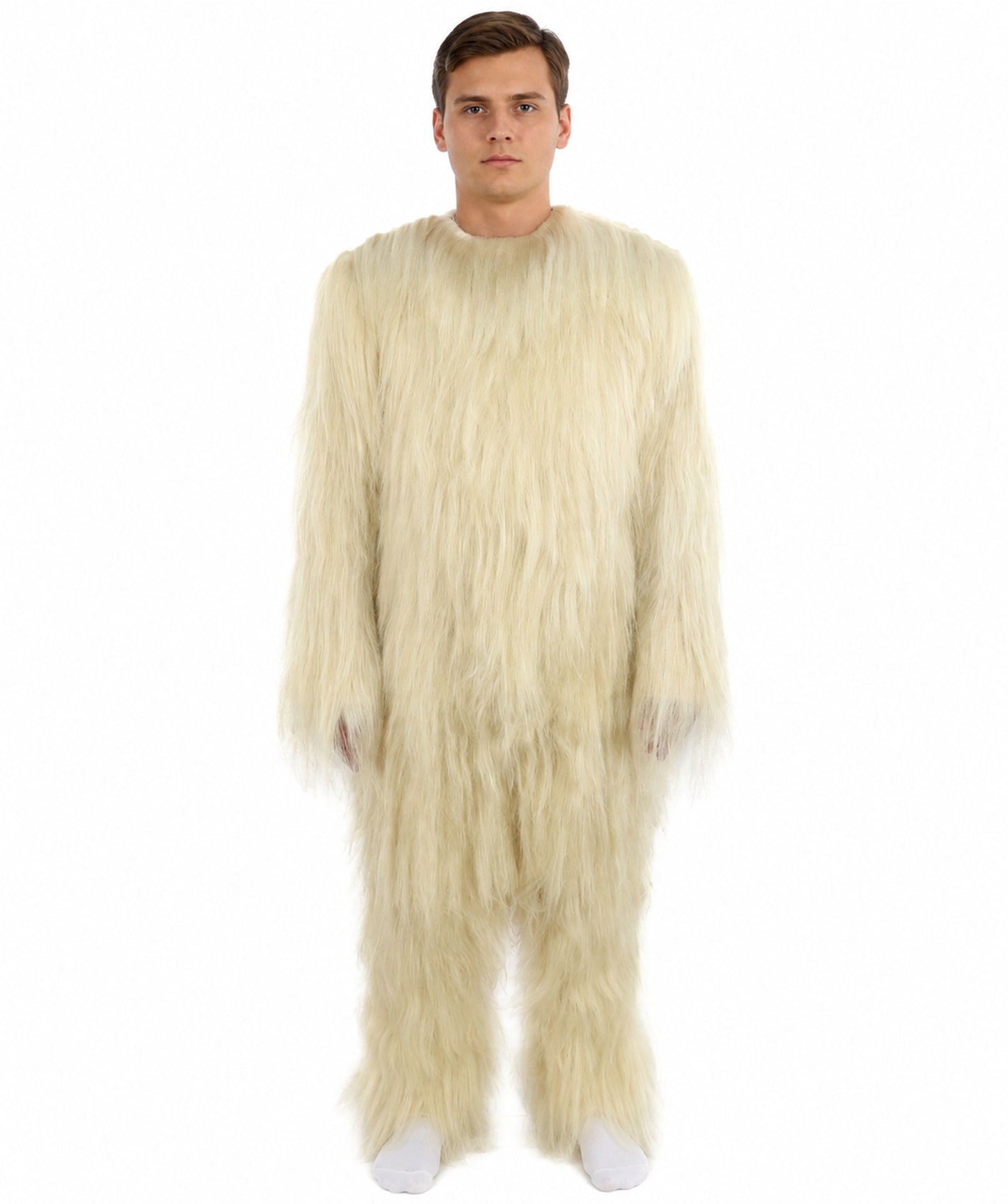 HPO Unisex Extreme Hairy Person Costume, Mask and Bundle - Full-Body Hair Suit Extra-Long Ash Brown Costume Wig for Halloween, Cosplay & Parties