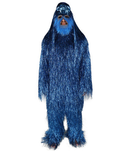 HPO UnisexTinsel Hairy Costume, Bundle & Mask Set | Full-Body Suit & Matching Mask | Long Hair Funny Costume for Halloween, Performers, Cosplay & Mascots | Multicolor Options