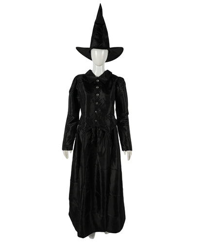 HPO Women’s Scary Black Witch Costume | Long  Dress with Pointed Hat | Ideal for Cosplay, Halloween, Stage, Roleplay & Themed Party Outfit