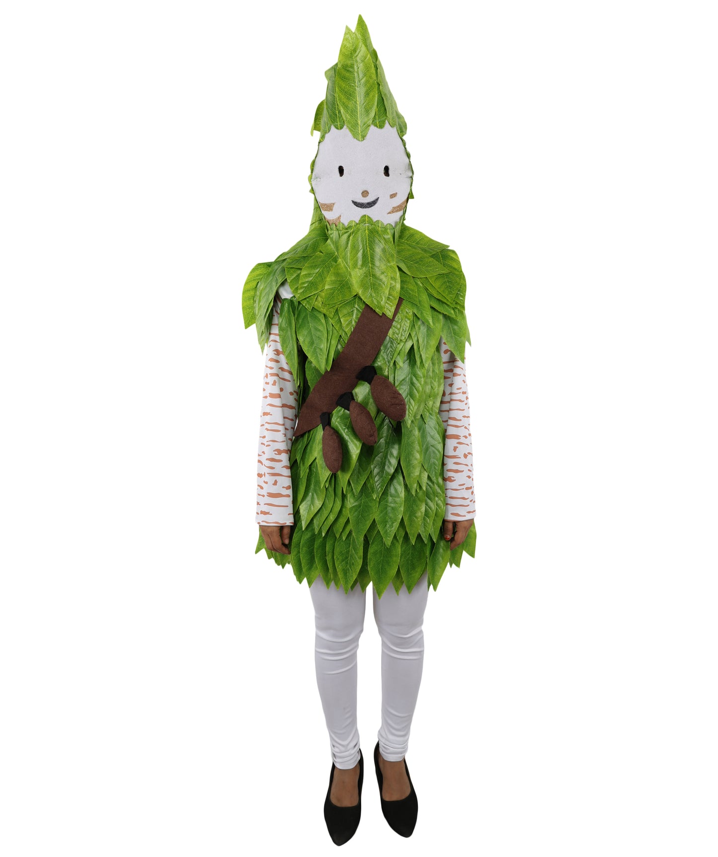 HPO Women's Youth Forest Bush Creature Green Costume – Nature Inspired Leaf Character Outfit – Soft Textured Design for Cosplay & Party