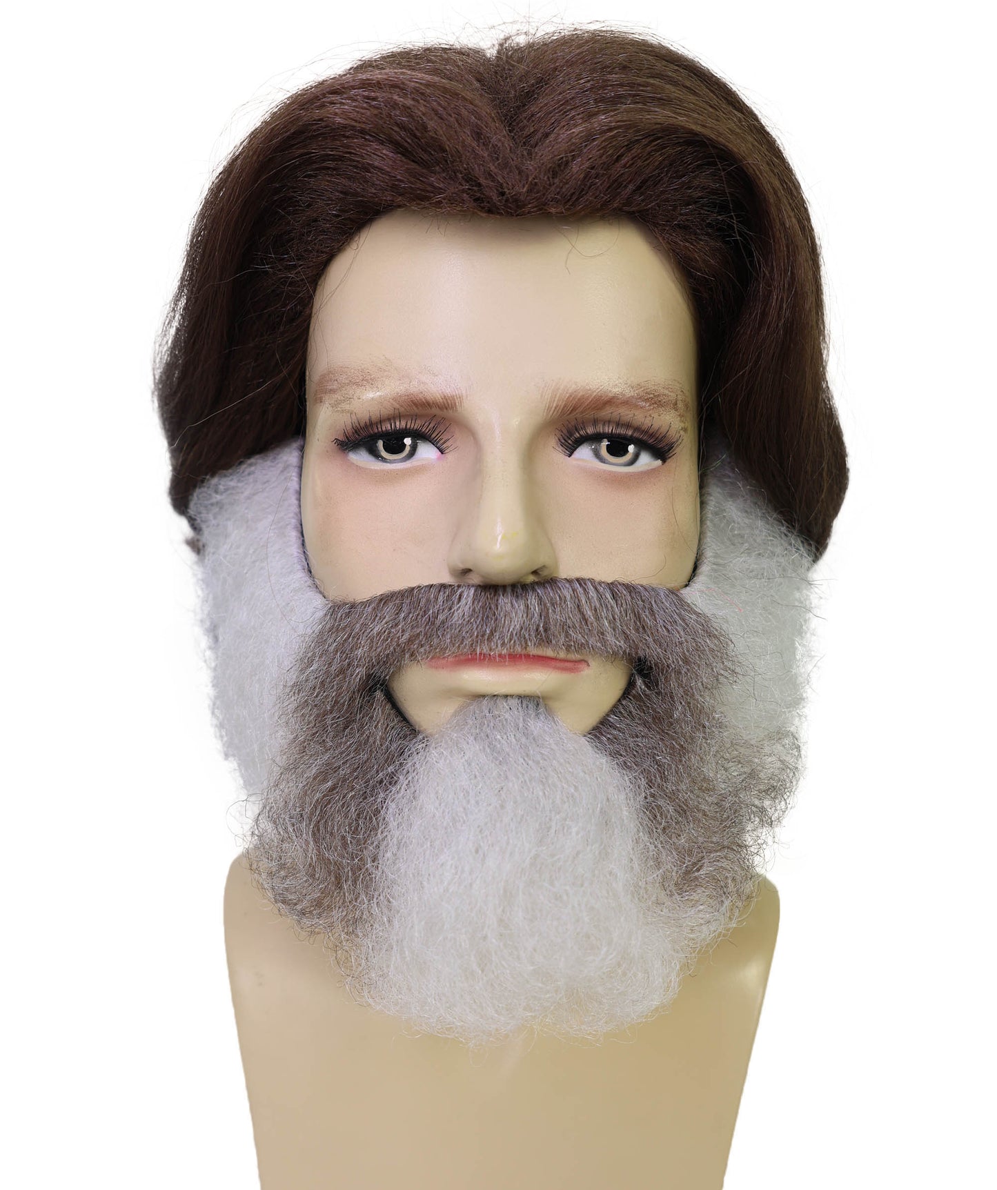 HPO Men's Wild Mountain Wig, Mustache & Beard Set – Rugged Synthetic Hairpiece for Costume Parties, and Festivals