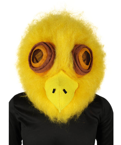 HPO Adult Unisex Yellow Big-Eyed Creature Fur Costume, Bundle With Mask Set | Full Body Fantasy Animal Suit for Halloween, Themed Events
