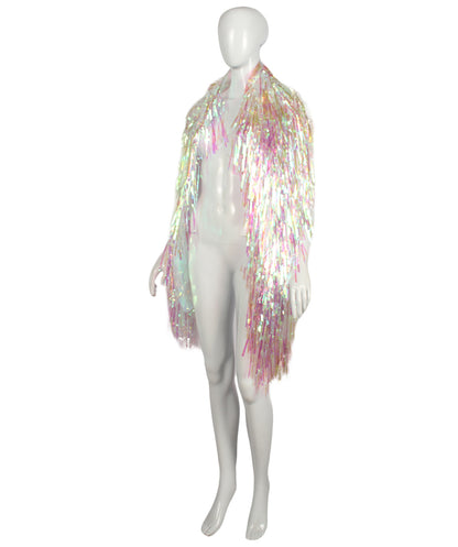 HPO Unisex White Holographic Unisex Tinsel Jacket Costume