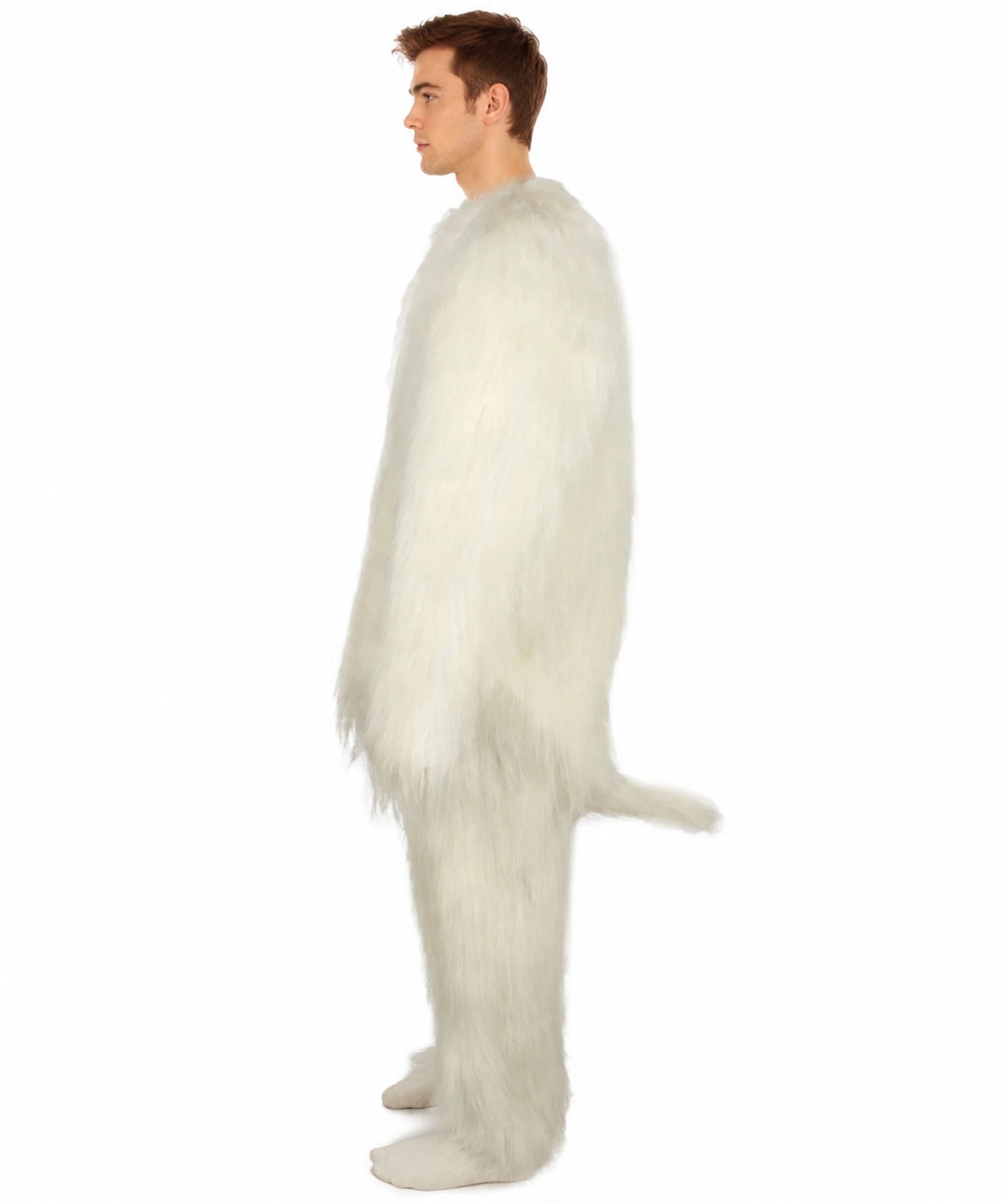 Furry Cat Collection | Men's White Furry Cat Costume with Tail | Fancy Halloween Costume