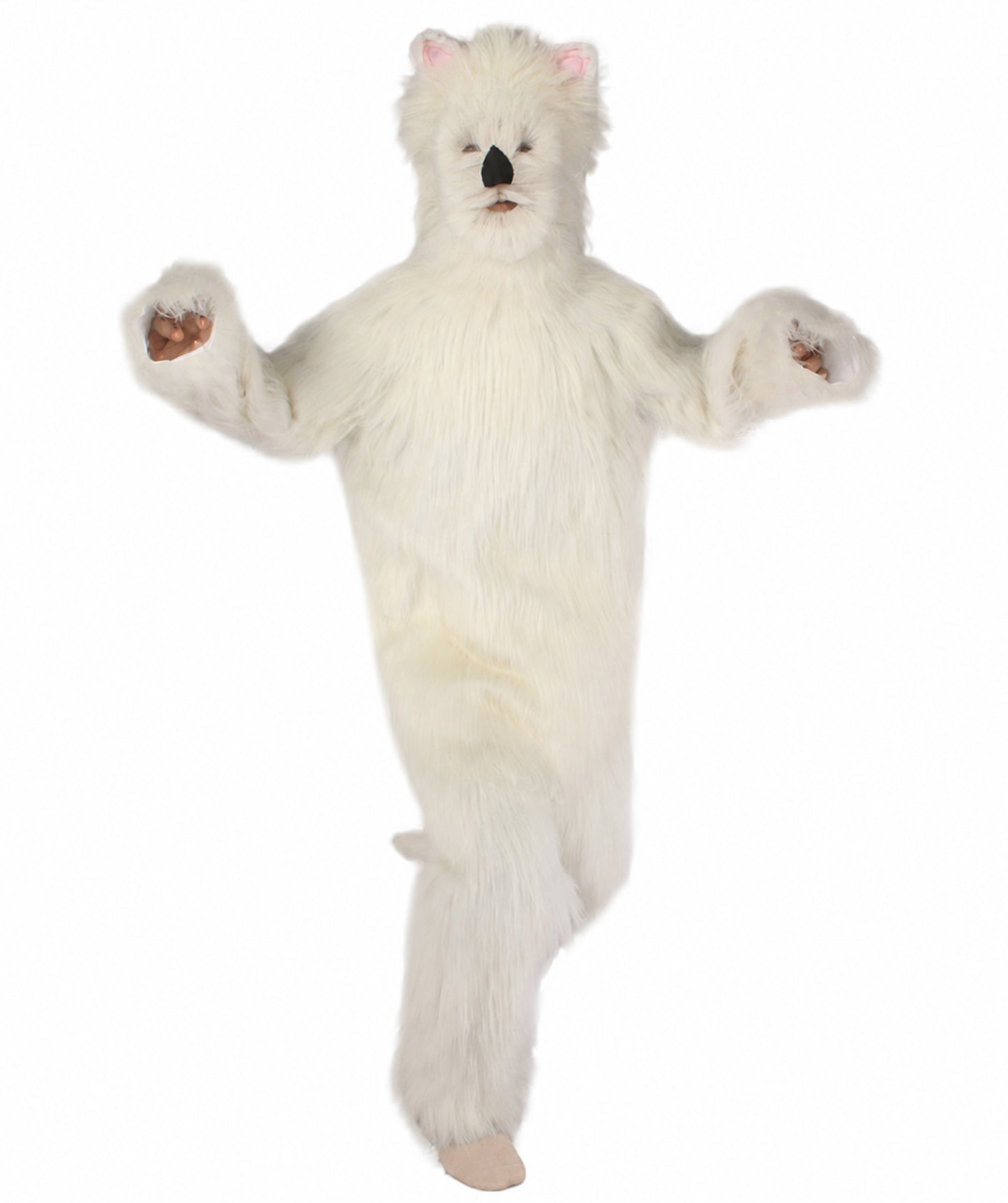 Furry Dog Collection | Men's White Spiked Furry Dog Fancy  Costume with Tail