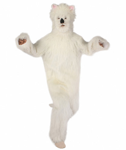 Furry Dog Collection | Men's White Spiked Furry Dog Fancy  Costume with Tail