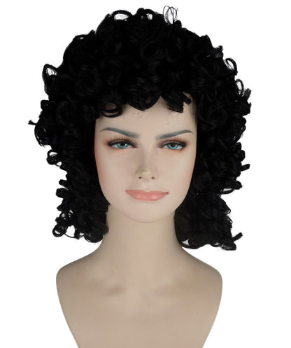 HPO Women's Medium Curly Olympian Lady Wig Collection | Fancy Halloween Wigs | Premium Breathable Capless Cap