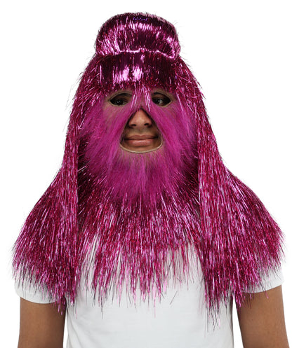 HPO UnisexTinsel Hairy Costume, Bundle & Mask Set | Full-Body Suit & Matching Mask | Long Hair Funny Costume for Halloween, Performers, Cosplay & Mascots | Multicolor Options