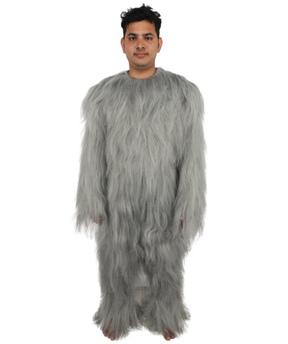 HPO Unisex Extreme Hairy Person Costume, Mask and Bundle - Full-Body Hair Suit Extra-Long Ash Brown Costume Wig for Halloween, Cosplay & Parties