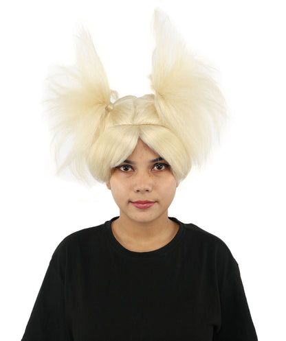 HPO Women’s 15-Inch Orange Spiky Troll Wig | Fun Animated Character | Bright and Bold Look for Halloween, Cosplay, and Themed Party