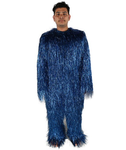 HPO Unisex Teen Extreme Tinsel Hairy Person Costume Bundle & Mask Set - Full-Body Tinsel Hair Suit Extra-Long Costume Wig for Halloween, Cosplay & Parties - Multiple Color Options