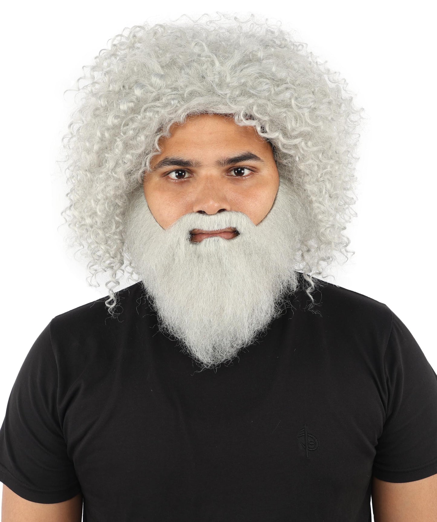 HPO Men's Wild Caveman Orange Wig Beard & Mustache Set | Massive Frizzy Orange Afro and Full Beard Set with Messy Texture | Prehistoric Costume, Viking Cosplay, Halloween, and Funny Party Props