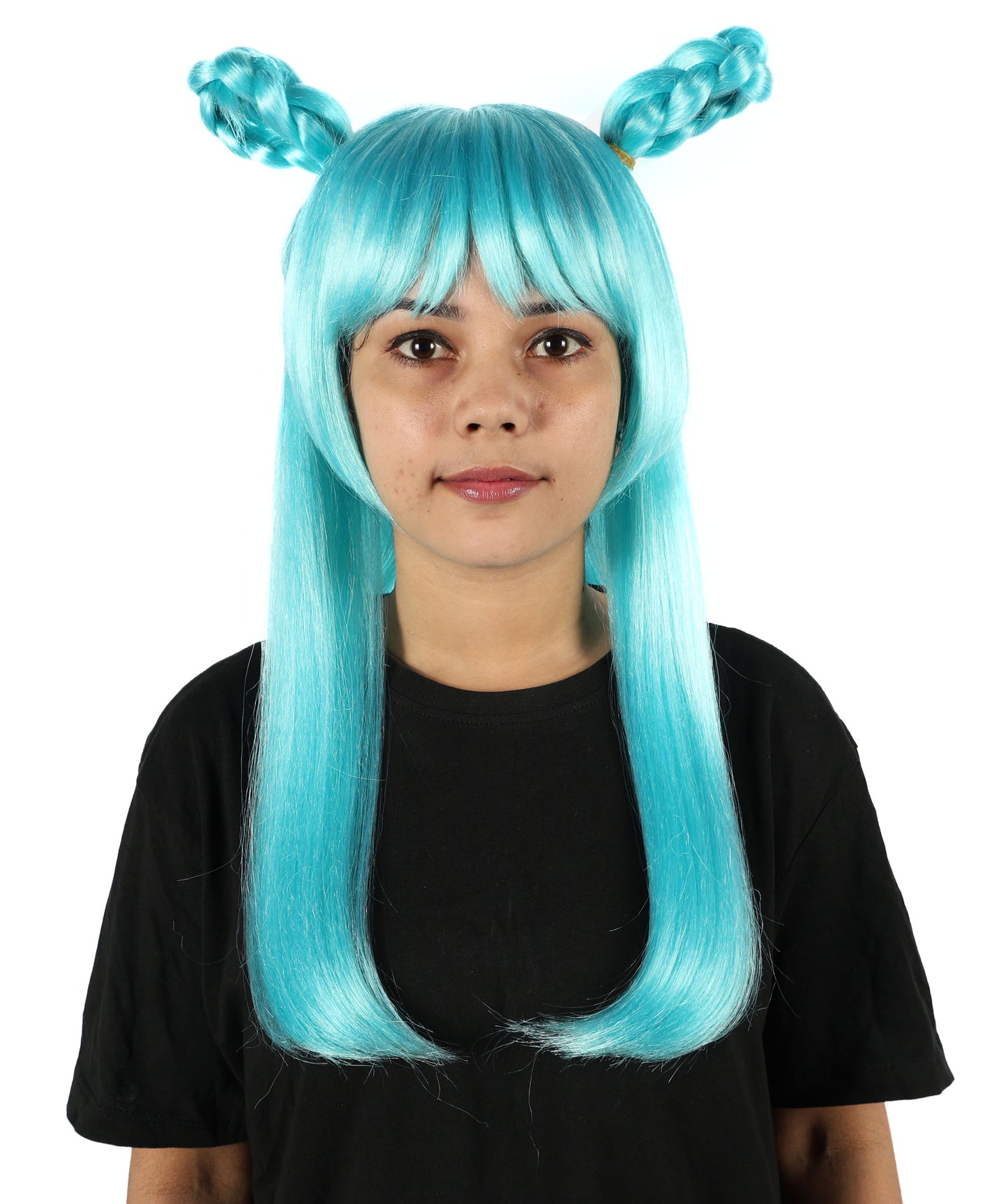 HPO Women's Anime Role Blue Lake Long Wig |  Soft Synthetic Fiber Hairpiece with Adjustable Inner Straps | Ideal for Anime, Stage & Costume Events
