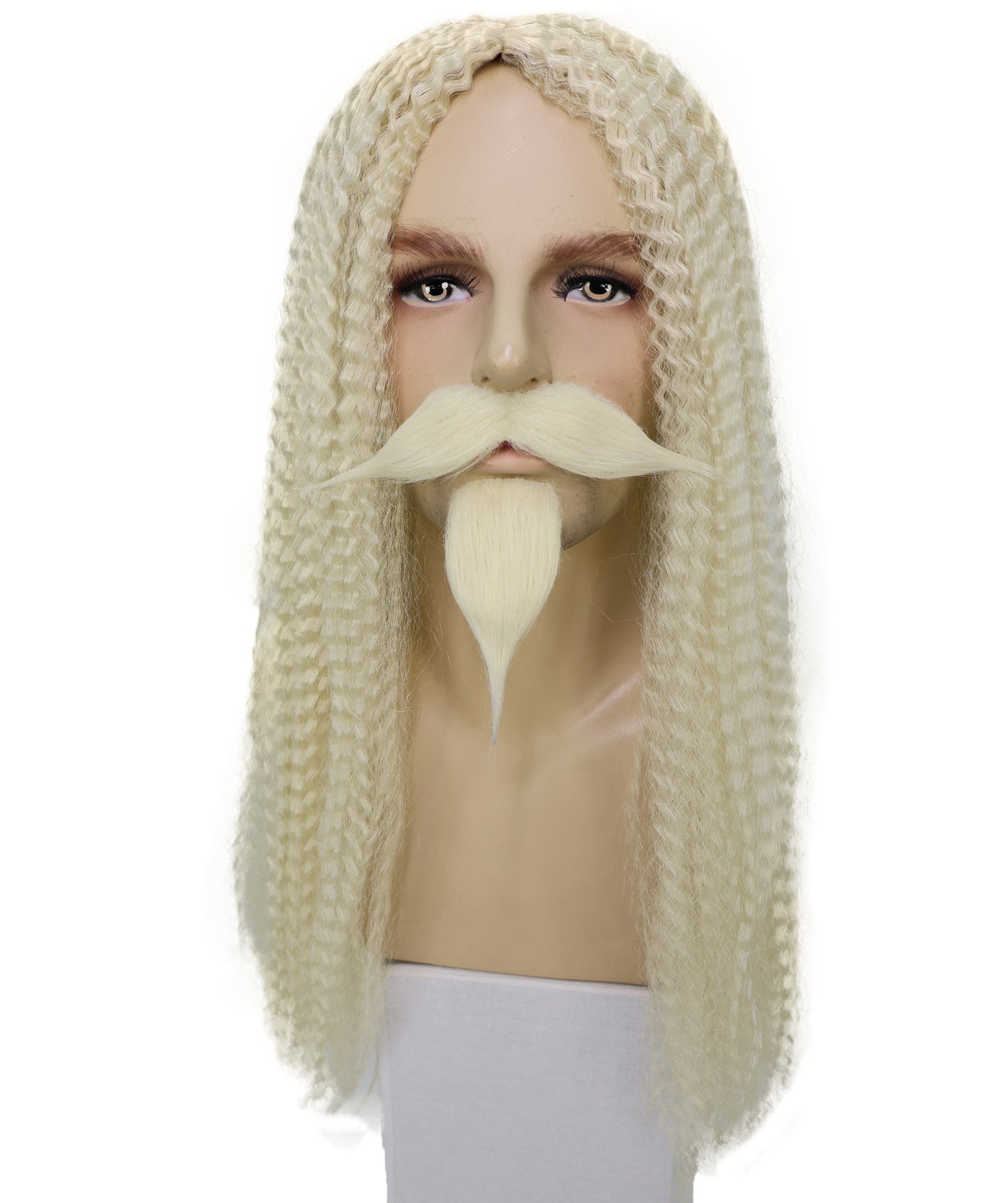 HPO Men's Curly Musketeer Wig Beard & Mustache Set | Multicolor Options | Halloween and Cosplay Wig | Flame-retardant Synthetic Fiber